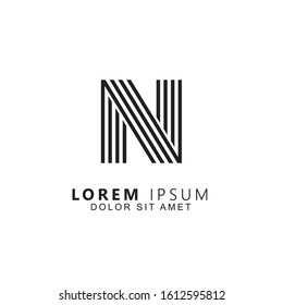Initial letter n uppercase modern logo design template elements. Black letter isolated on white background. Suitable for business, consulting group company.