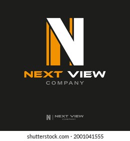 
Initial Letter N V Logo Design. With Orange and white colors. Vector smart mark of letter N and V