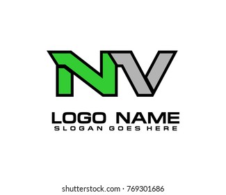 Initial letter N & V logo template vector