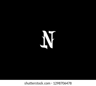 initial letter N vintage decorative font typeface logo