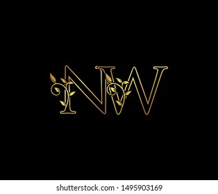 Initial letter N and W, NW, Gold Logo Icon, classy gold letter monogram logo icon suitable for boutique,restaurant, wedding service, hotel or business identity.
