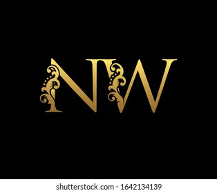 Initial letter N and W, NW, Gold Logo Icon, classy gold letter monogram logo icon suitable for boutique,restaurant, wedding service, hotel or business identity.