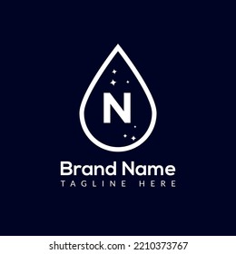 Initial Letter N Wash Logo, Drop and Wash Combination. Drop logo, Wash, Clean, Fresh, Water Template