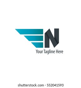 Initial Letter N With Wings Design Logo