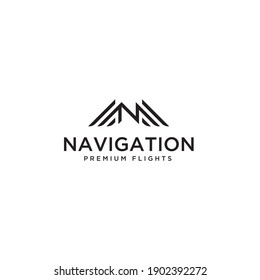 Initial letter N with wings flights logo design vector template