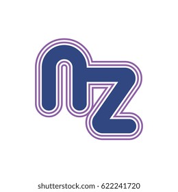 initial letter n and z. nz monogram outline logo