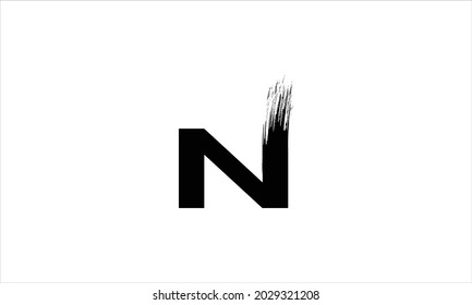 Initial Letter N Zen  Brush Stroke letter icon logo design illustration or black paint letter logos symbol