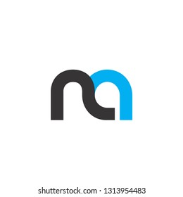 Initial Letter NA Linked Circle Lowercase Logo Black Blue Icon Design Template Element - Vector