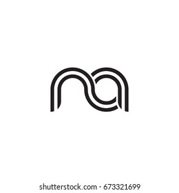 Initial letter na, linked outline rounded lowercase, monogram black