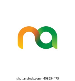 initial letter na linked round lowercase logo orange green