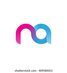 initial letter na linked round lowercase logo pink blue purple