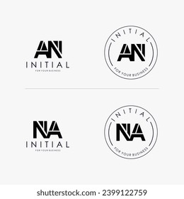 Initial letter AN NA logo design Simple isolated on white Background. Usable for Business and Branding Logos.