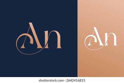 Initial letter AN NA logo design vector illustration for couple, wedding, and business