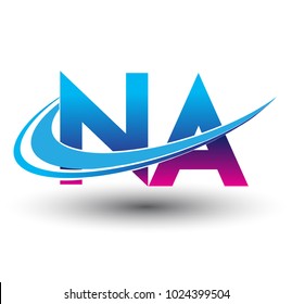 initial letter NA logotype company name colored blue and magenta swoosh design. vector logo for business and company identity.
