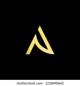 Initial letter AN NA minimalist art logo, gold color on black background.