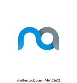 initial letter na modern linked circle round lowercase logo blue gray