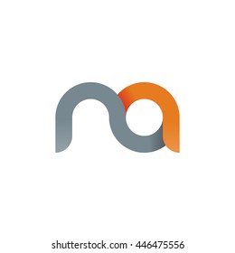 initial letter na modern linked circle round lowercase logo orange gray