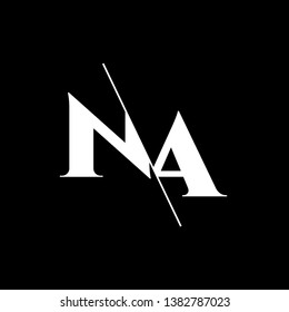 Initial Letter NA Monogram Sliced. Modern logo template isolated on black background