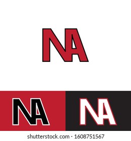 Initial letter na n a uppercase modern logo design template elements. Red letter with stroke Isolated on white, red, black background. Suitable for business, consulting