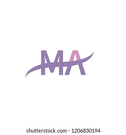 Initial letter NA, overlapping movement swoosh logo, soft purple color isolated on white background