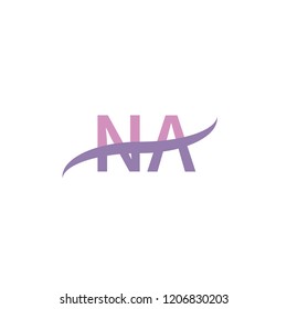 Initial letter NA, overlapping movement swoosh logo, soft purple color isolated on white background