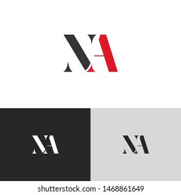 Initial Letter na uppercase modern logo design template elements. red letter Isolated on black white grey background. Suitable for business, consulting group company.