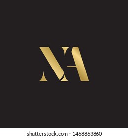 Initial letter na uppercase modern logo design template elements. Gold letter Isolated on black  background. Suitable for business, consulting group company.