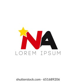 Initial letter na yellow star logo red black