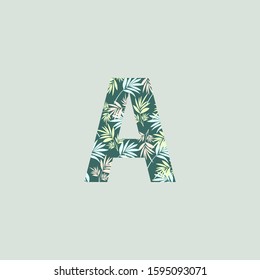 Initial Letter A Nature Floral Leaves logo icon soft color.