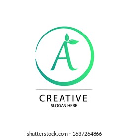 Initial Letter A Nature Leaf Logo For Company