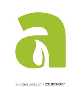 Initial Letter A with Nature Leaf Logo Design Vector