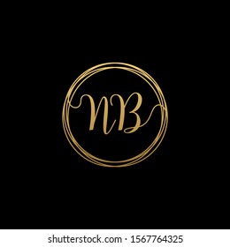 initial letter NB handwritten with circle element template. Creative fashion logo design, couple initial name , beauty icon. Logo with hand drawn style for wedding concept - vector