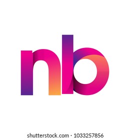 Initial Letter NB Logo Lowercase, magenta and orange, Modern and Simple Logo Design.