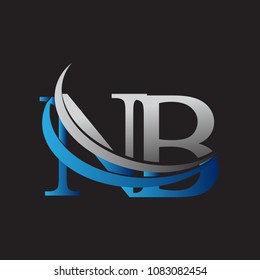 initial letter NB logotype company name colored blue and grey swoosh design. vector logo for business and company identity.