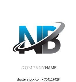 initial letter NB logotype company name colored blue and grey swoosh design. logo design for business and company identity.
