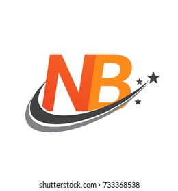 initial letter NB logotype company name colored orange and grey swoosh star design. vector logo for business and company identity.