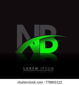 initial letter NB logotype company name colored green and black swoosh design. vector logo for business and company identity.
