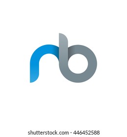 initial letter nb modern linked circle round lowercase logo blue gray