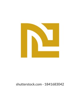 Diseño del logotipo de la letra inicial NC o CN, color dorado y blanco, ilustración mínima del monograma