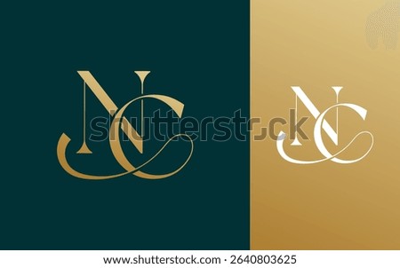 Initial letter NC CN logo design vector illustration for couple, wedding, and business
