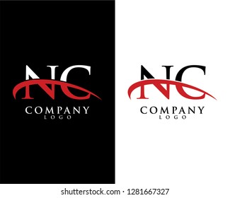 initial letter nc, cn logotype company logo swoosh design vector