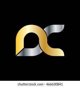 Initial Letter NC DC NS Linked Circle Lowercase Logo Gold Silver