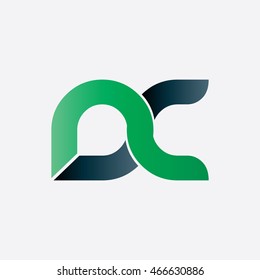 Initial Letter NC DC NS Linked Circle Lowercase Logo Green Black