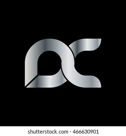 Initial Letter NC DC NS Linked Circle Lowercase Logo Silver