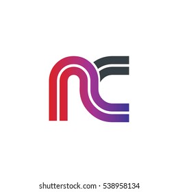Initial Letter NC Linked Design Logo Purple Black