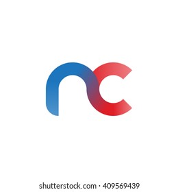 initial letter nc linked round lowercase logo blue red
