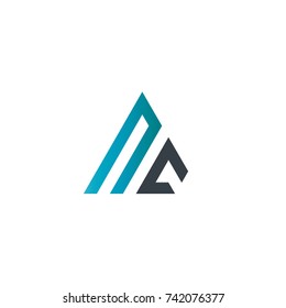 Initial Letter NC Linked Triangle Design Logo