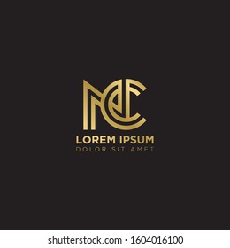Initial Letter NC linked uppercase overlap modern gold logo vector design template. Suitable for business, consulting group company.