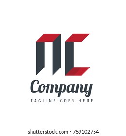 Initial Letter NC Logo With Ribbon Style