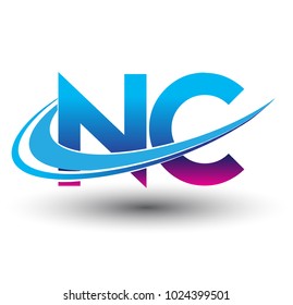 initial letter NC logotype company name colored blue and magenta swoosh design. vector logo for business and company identity.
